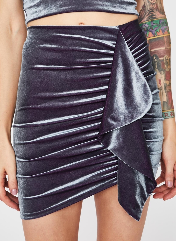 Stretch Velvet Mini Skirt